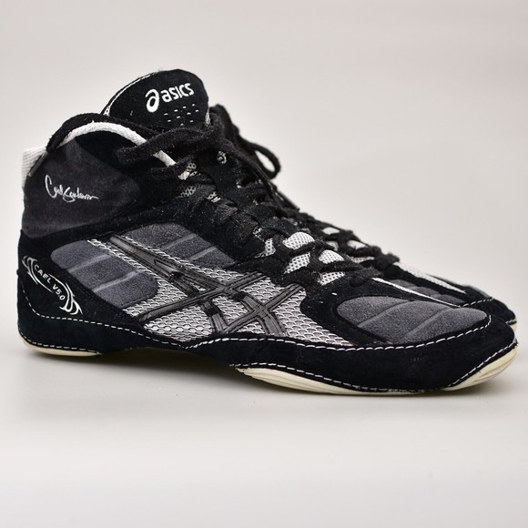 Asics Shoes Mens 2 Asics Cael Sanderson V5 Black Silver Wrestling